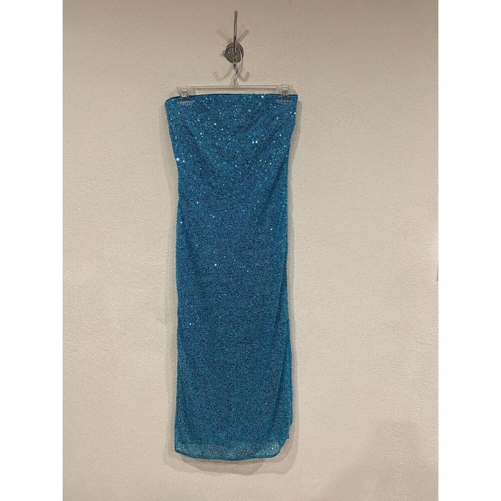 NBD Aine Dress Womens XS Blue Sequin Strapless Midi Bodycon Party Cocktail Eveni - Picture 2 of 5